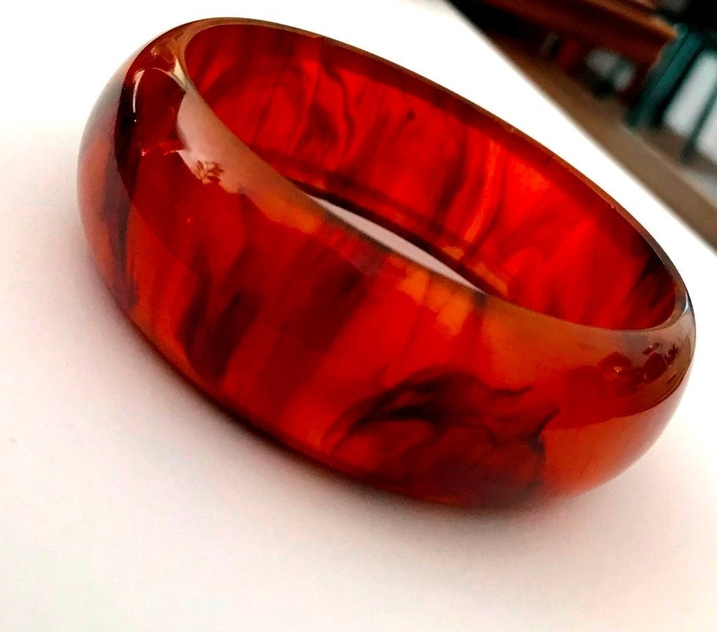 Antieke prachtige barnsteen bakeliet armband, Verzenden, Overige materialen, Armband