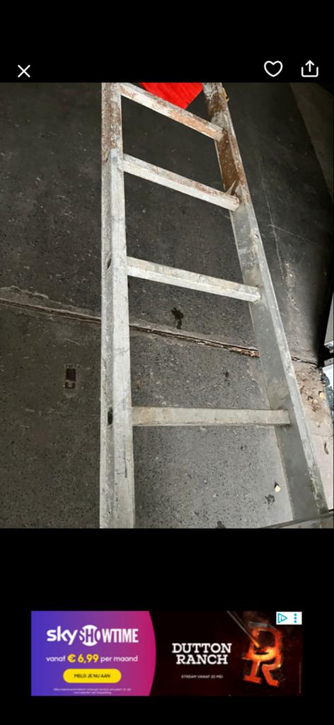 Gebruikte aluminium ladder 5 M, Doe-het-zelf en Verbouw, Ladders en Trappen, Ophalen, Gebruikt, Ladder, 2 tot 4 meter