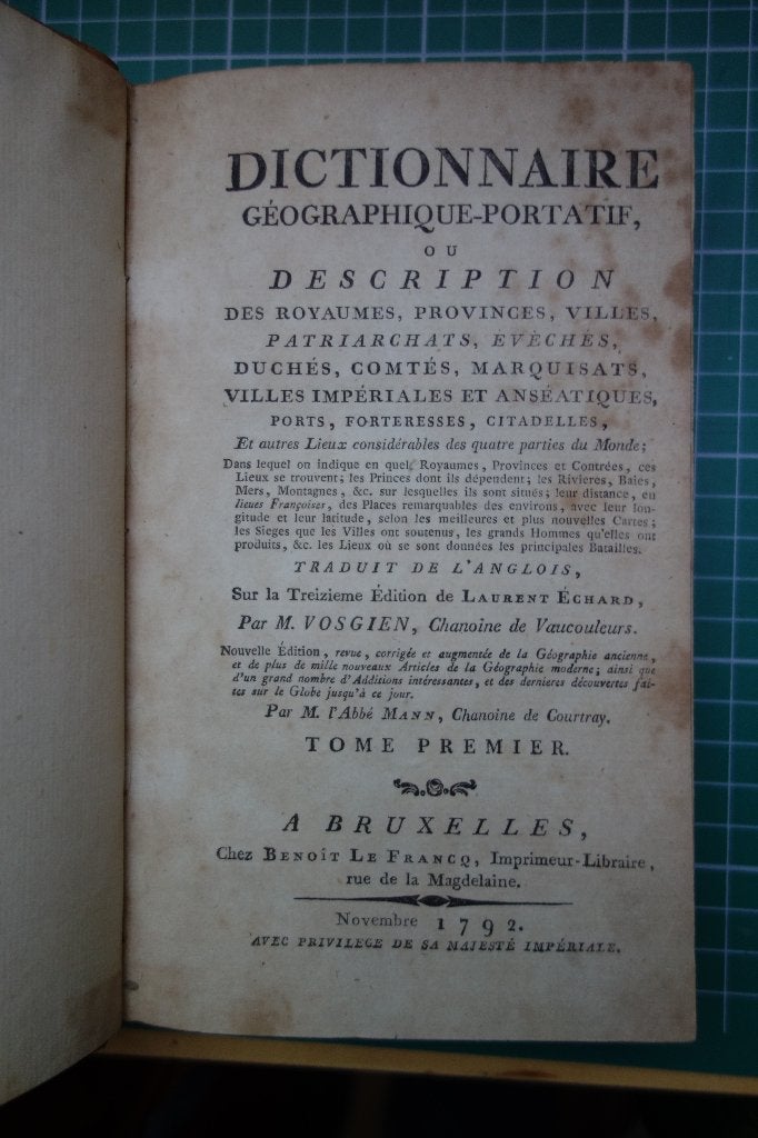 Dictionnaire Géographique- Portatif Tome I & II 1792, Ophalen of Verzenden, Benoît Le Francq