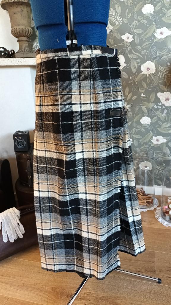 Vitage wollen rok schotse print, Bruin, Ophalen of Verzenden, Zo goed als nieuw, Maat 34 (XS) of kleiner