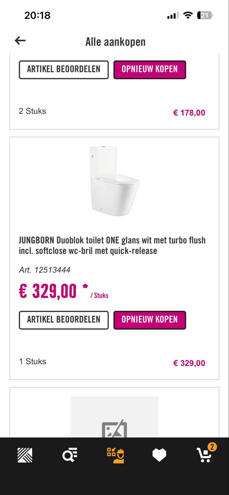JUNG BORN Duoblok toilet ONE glans wit met turbo flush, Ophalen, Nieuw, Toilet