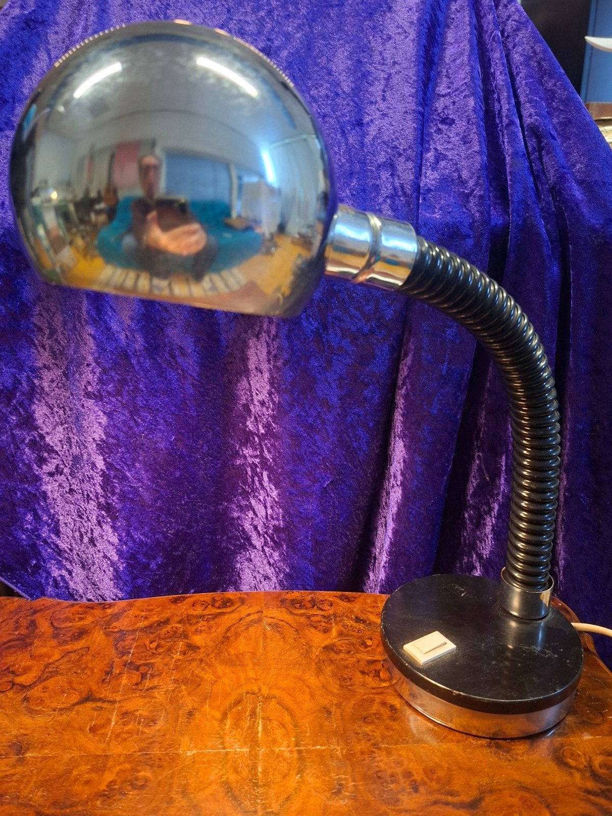 Vintage Space Age Eyeball Bureaulamp Chroom, Ophalen of Verzenden, Bureaulamp, Modern
