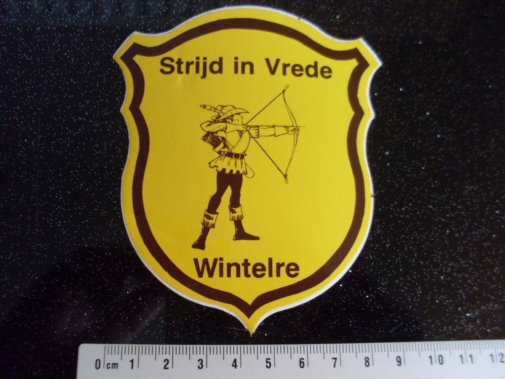 sticker strijd in vrede wintelre handboog vereniging, Verzamelen, Verzenden, Zo goed als nieuw, Bedrijf of Vereniging
