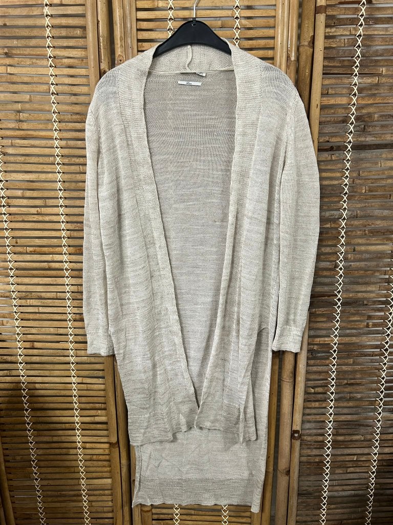 Mango lang beige vest linnen cardigan dames S 36, Kleding | Dames, Mango, Beige, Ophalen of Verzenden, Zo goed als nieuw