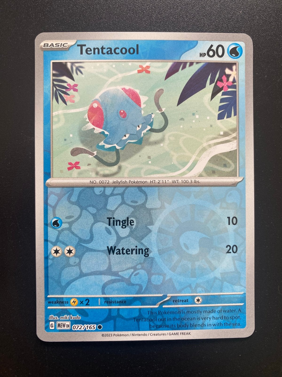 Tentacool Reverse Holo 072/165 Pokémon 151 Packfresh, Ophalen of Verzenden, Nieuw, Losse kaart, Foil