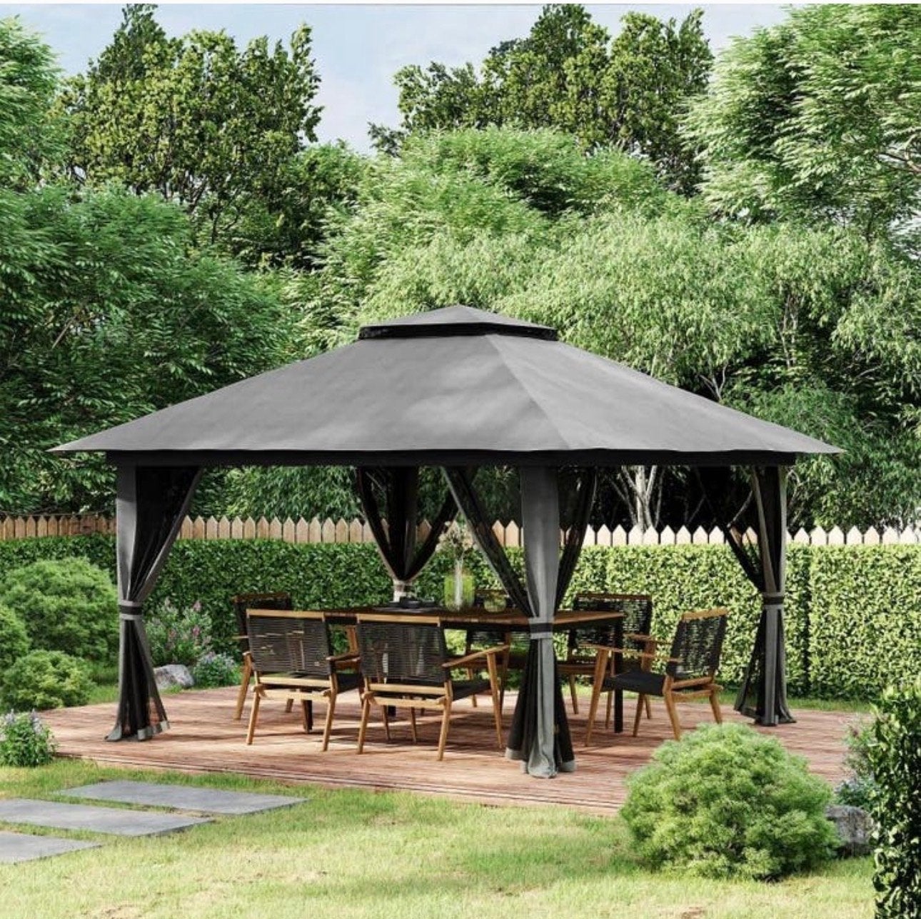 Opvouwbaar Paviljoen met Horren - Grijs - 3x3m NIEUW, Tuin en Terras, Partytenten, Minder dan 4 meter, Nieuw, A, Paviljoen