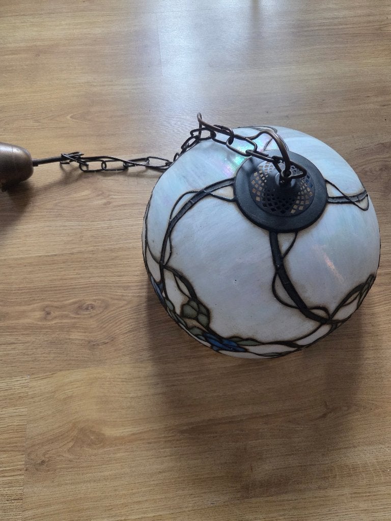 Originele Tiffany Plafondlamp met Bloemenmotief, Antiek en Kunst, Ophalen of Verzenden