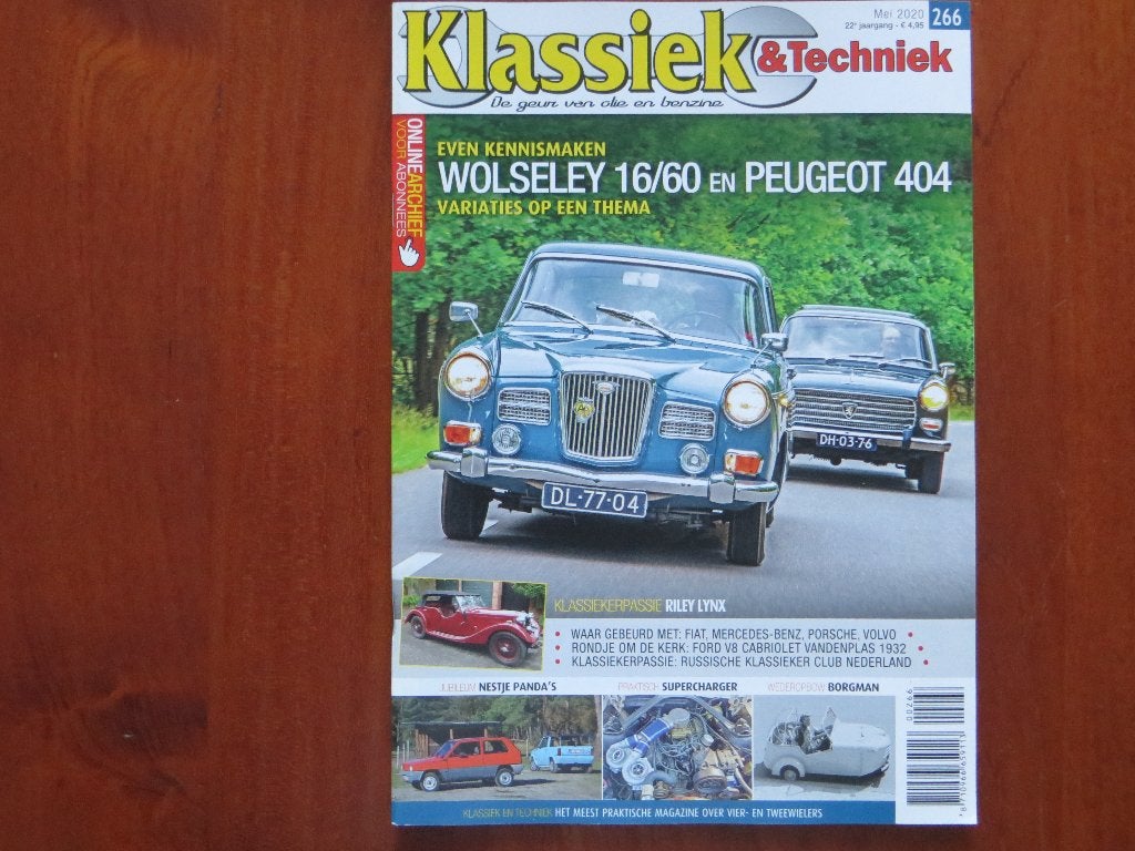 Klassiek & Techniek 266 Wolseley 16/60, Peugeot 404, Borgman, Boeken, Ophalen of Verzenden, Nieuw, Peugeot