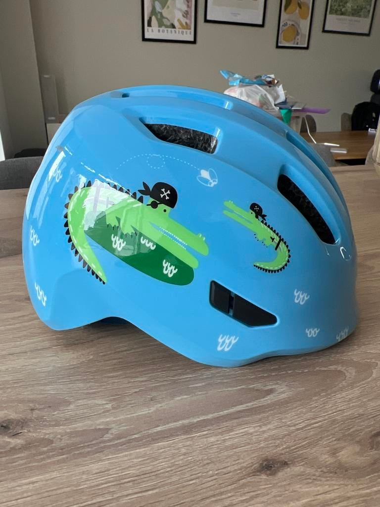 ABUS Fietshelm voor kinderen - Blauw met krokodillen, Ophalen, Zo goed als nieuw, Overige maten, Jongen of Meisje