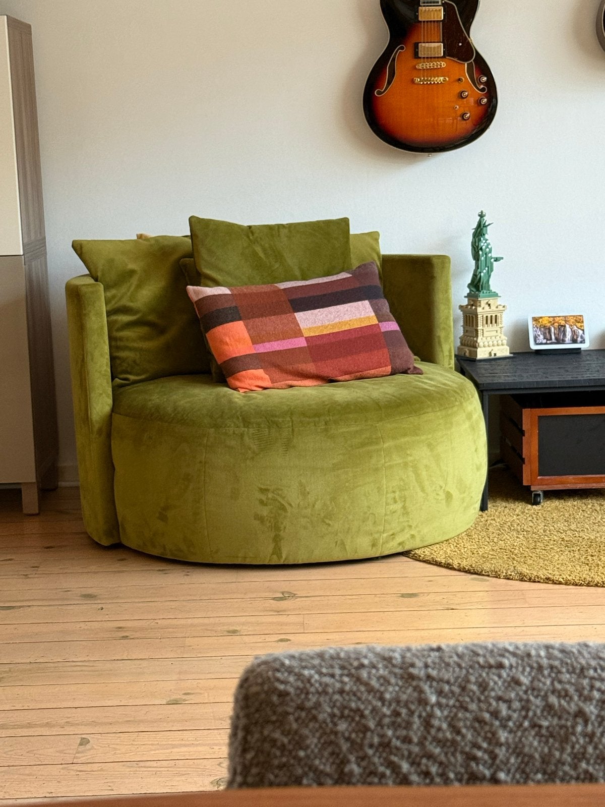 Passe Partout fauteuil - Groen velours, Ophalen, Zo goed als nieuw, Stof, 75 tot 100 cm