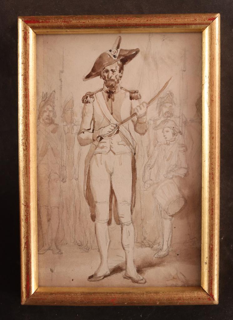 19e eeuwse aquarel officier van Napoleon, Ophalen of Verzenden