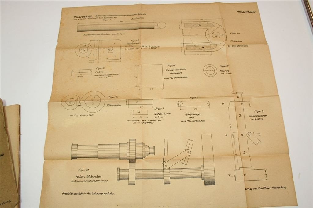 Antieke Duitse Handleiding 1920 Zelf Microscoop Bouwen, Antiek en Kunst, Ophalen of Verzenden