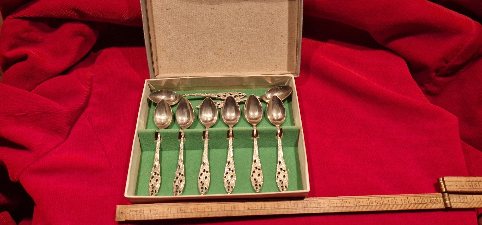 8x Brocante Theelepels NIEUWPOORT ALP - Lodewijk Opengewerkt, Antiek en Kunst, Ophalen of Verzenden