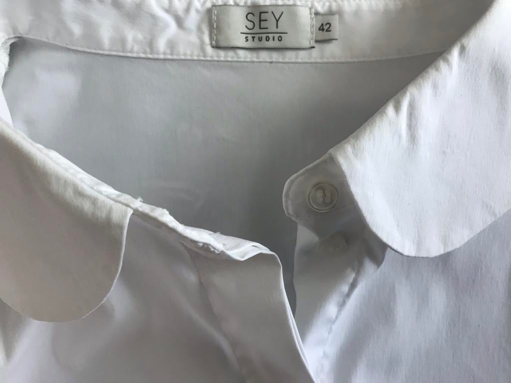 Witte blouse van Purdey - SEY STUDIO maat 42, Ophalen of Verzenden, Zo goed als nieuw, Maat 42/44 (L), Wit