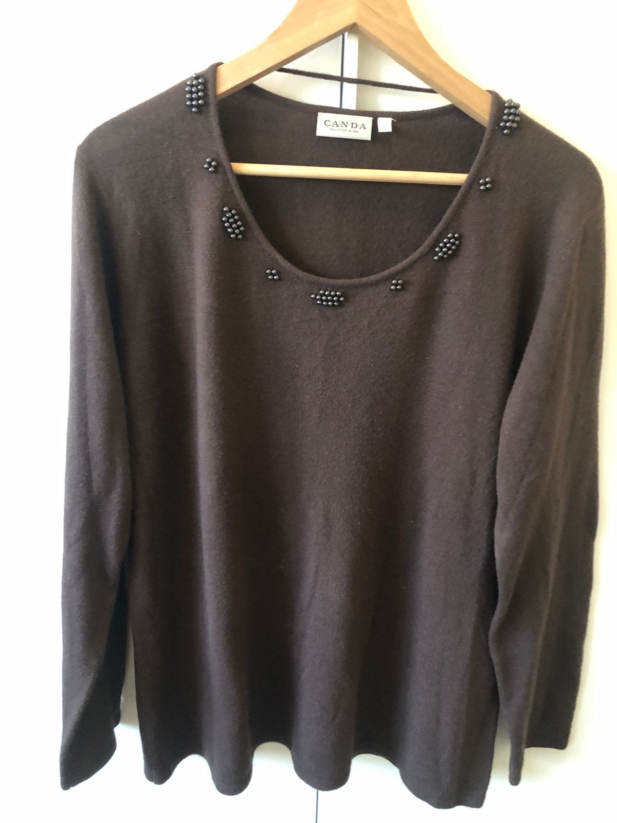 Dames trui bruin C&A met Kraalversiering - Maat XXL, Ophalen of Verzenden, Zo goed als nieuw, Maat 46/48 (XL) of groter, Bruin