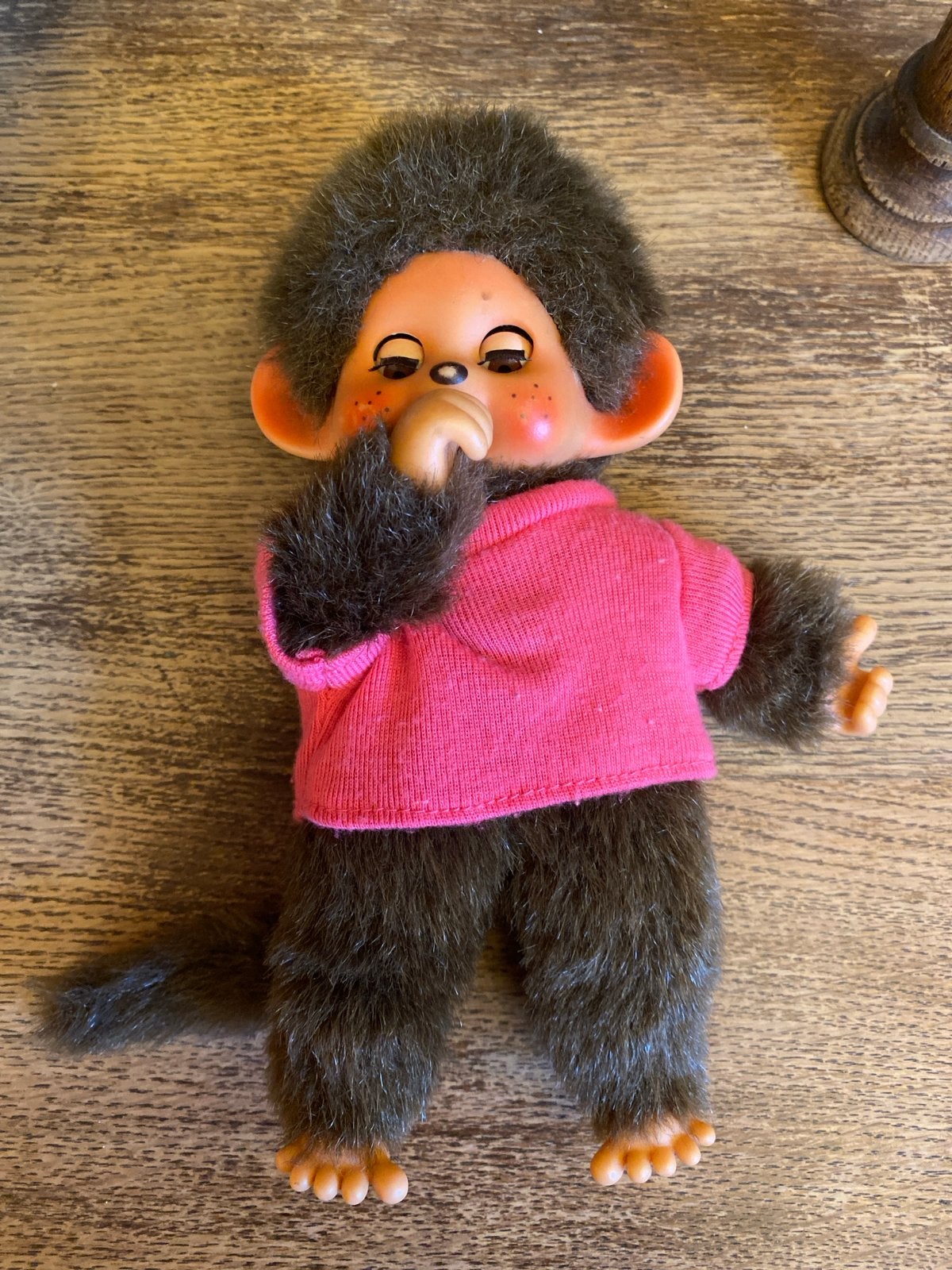 Vintage Monchhichi pop met roze shirt, Ophalen of Verzenden, Gebruikt, Jongen of Meisje