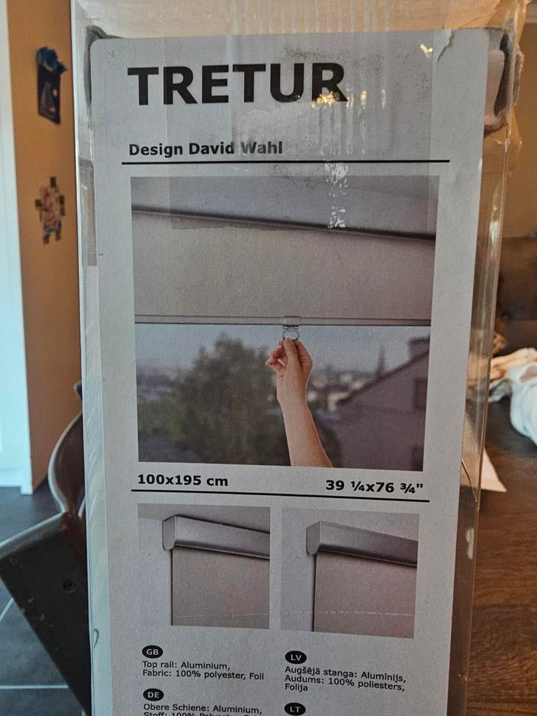 IKEA TRETUR rolgordijn 100x195 cm, Ophalen, 100 tot 150 cm, Nieuw, Grijs