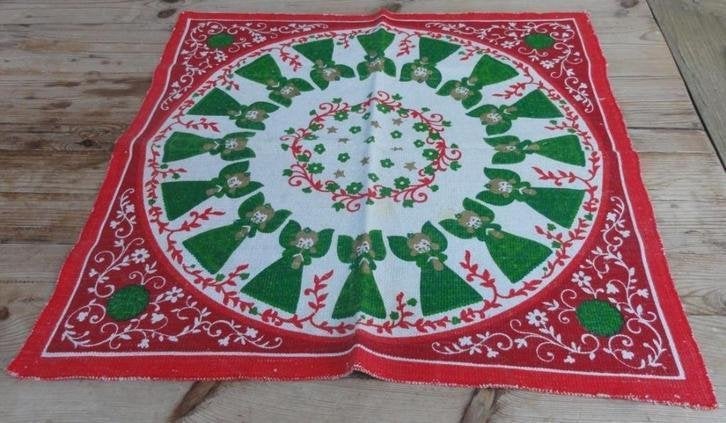 Vintage tafel/ kerstboom kleedje, engelen, Scandinavië KERST, Diversen, Kerst, Gebruikt, -, -, Ophalen of Verzenden