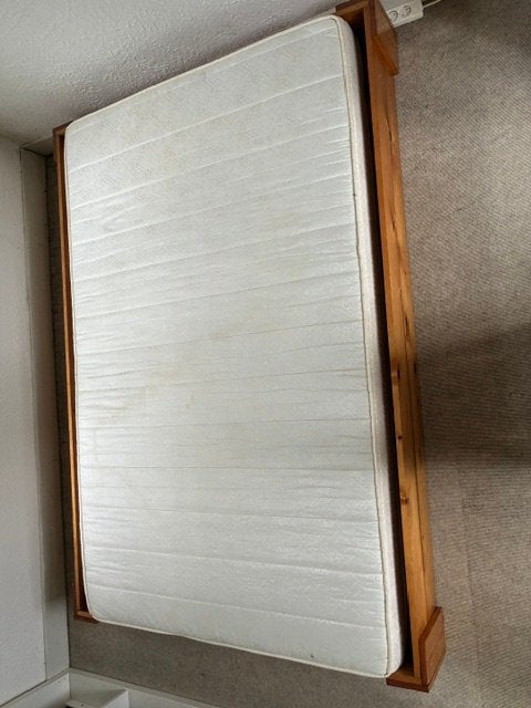 Grenenhouten bed, Ophalen, Gebruikt, Beige, Grenenhouten twijfelaar
