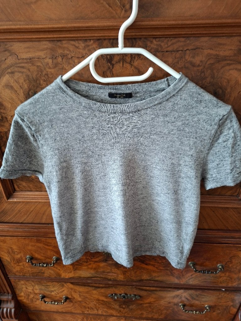 Massimo Dutti grijze trui korte mouw , maat 2, Massimo Dutti, Ophalen of Verzenden, Zo goed als nieuw, Maat 36 (S)