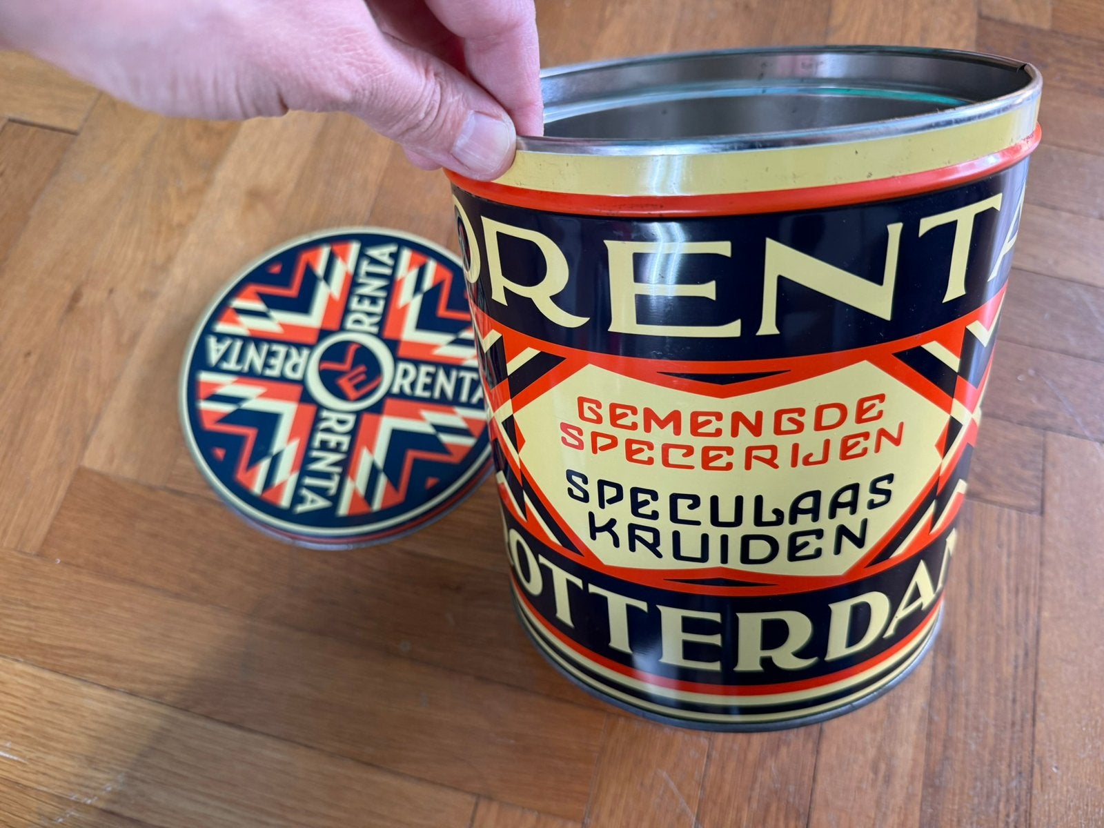 Orenta blik specerijen (GOEDE staat!), Verzamelen, Blikken, Zo goed als nieuw, Ophalen of Verzenden