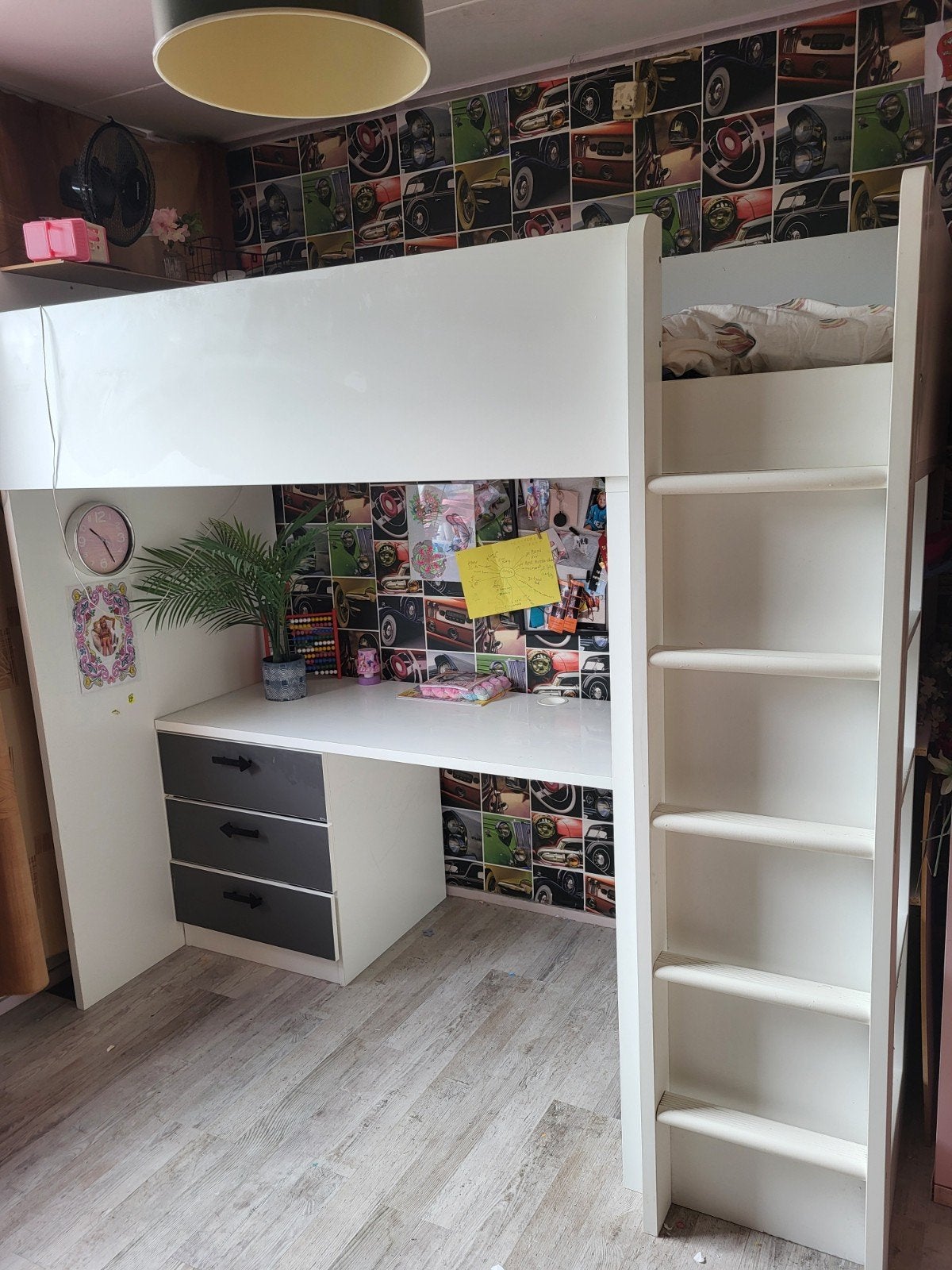 hoogslaper met bureau en kast, Huis en Inrichting, Ophalen, Gebruikt, 90 cm, Eenpersoons