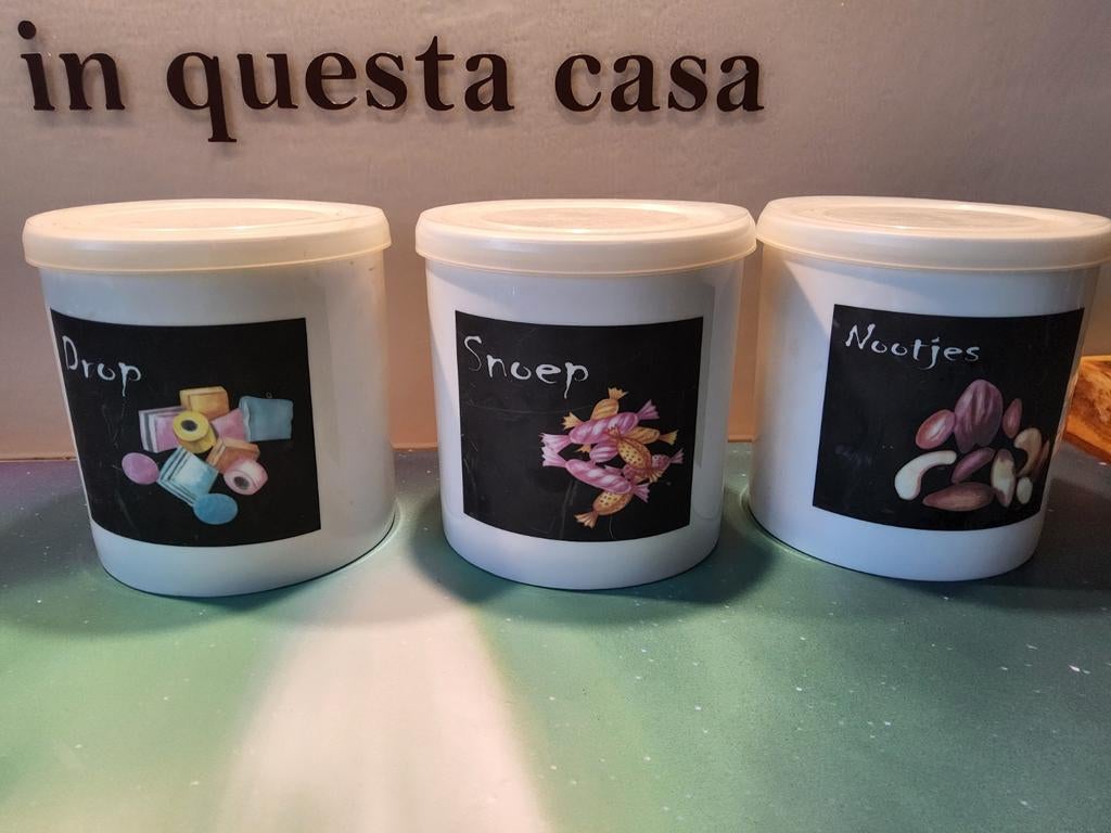 Snoep-, drop- en nootjespotten - Set van 3, Ophalen, Gebruikt, Kunststof, Voorraadpot