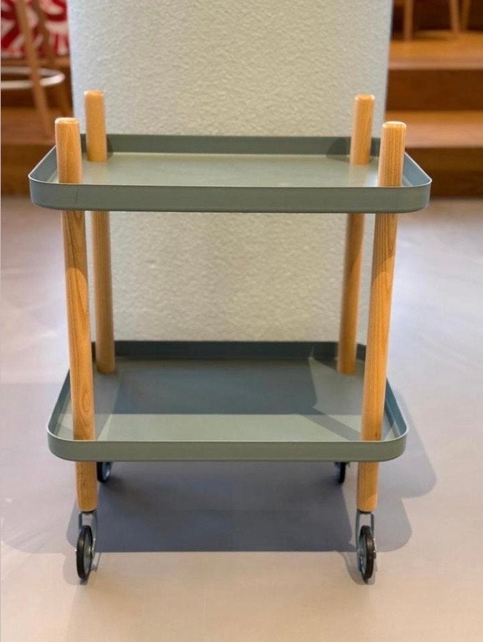 Normann Copenhagen Block Trolley Eiken/Groen, Ophalen, Groen, Hout, Zo goed als nieuw