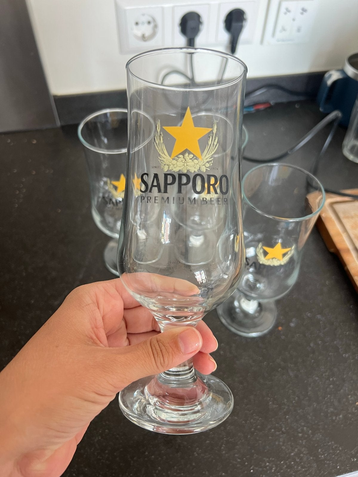 Sapporo Premium Beer glazen - set van 4, Huis en Inrichting, Keuken | Servies, Glas of Glazen, Overige merken, Ophalen of Verzenden