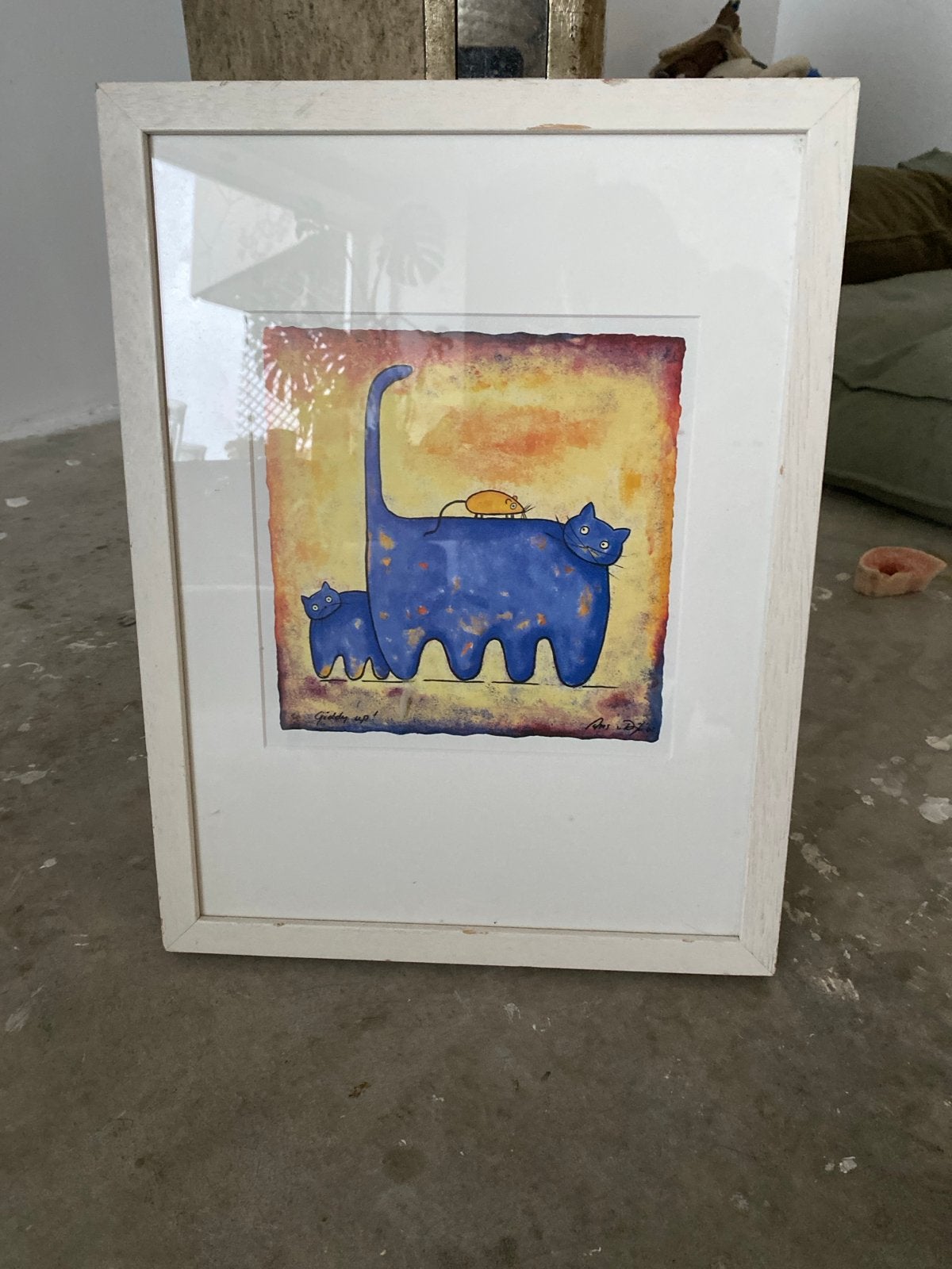 Ingelijste kunstprint van katten en muis, Antiek en Kunst, Ophalen of Verzenden