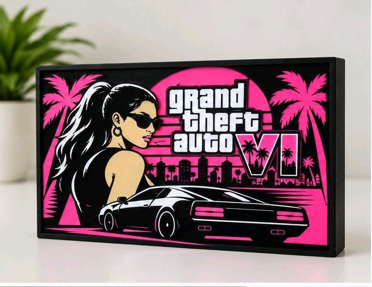 GTA VI 6 Decoratie | Lightbox, Deurhanger & Gaming Accessoir, Spelcomputers en Games, Ophalen of Verzenden, Nieuw