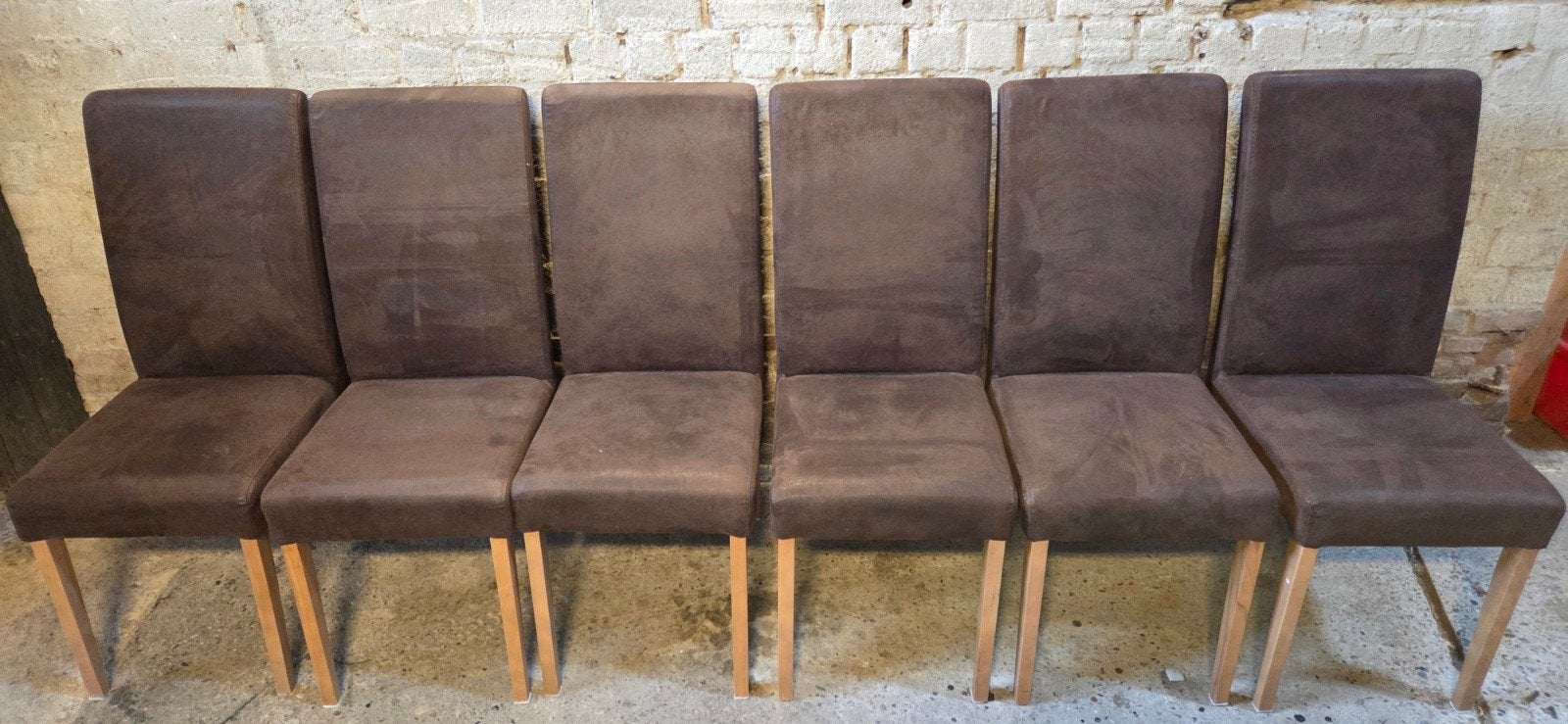 Set van 6 bruine eetkamerstoelen - zo goed als nieuw, Ophalen, Modern, Klassiek, Bruin, Zo goed als nieuw