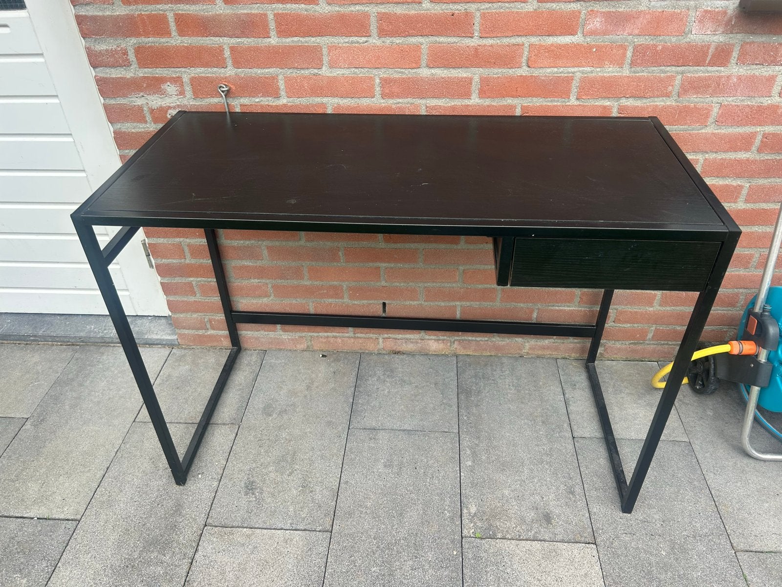 Zwart bureau met lade, Huis en Inrichting, Ophalen, Zwart, Gebruikt, Hout