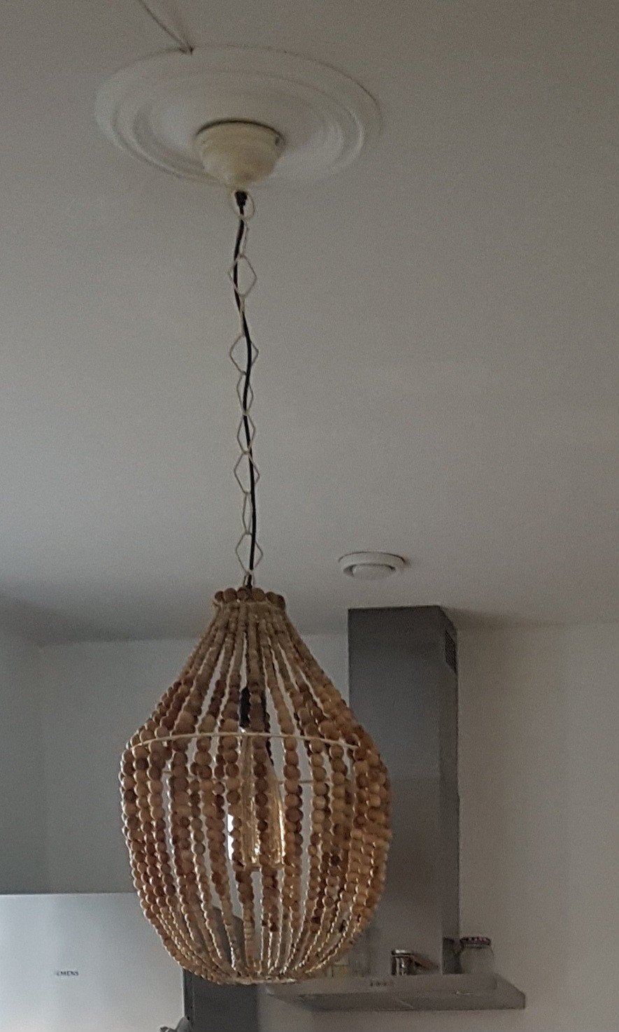 Hanglamp van houten kralen, Ophalen