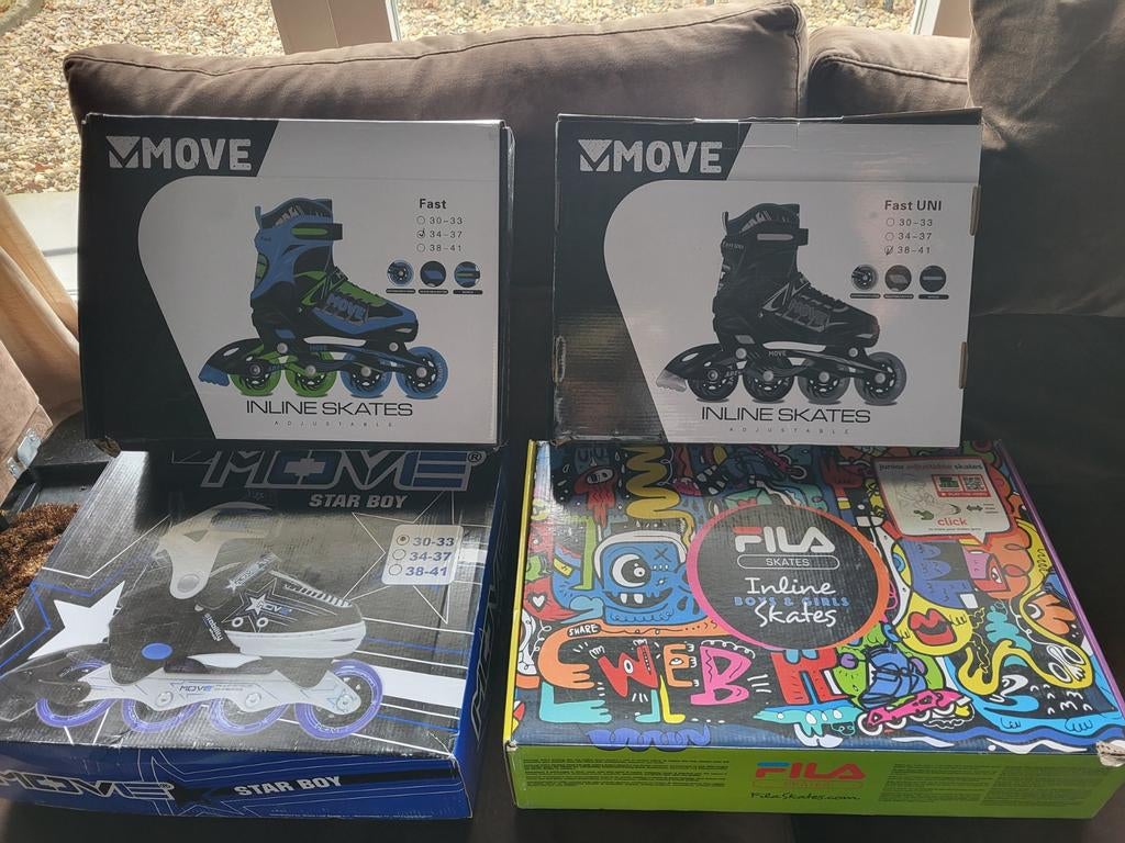 Diverse inline skates: Fila & Move (verschillende maten), Overige merken, Verstelbaar, Kinderen, Nieuw