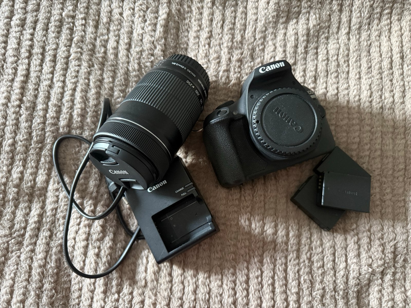 Canon EOS 2000D + GODOX V1 flitser met EFS 55-250mm lens, Ophalen, Spiegelreflex, Canon, Zo goed als nieuw