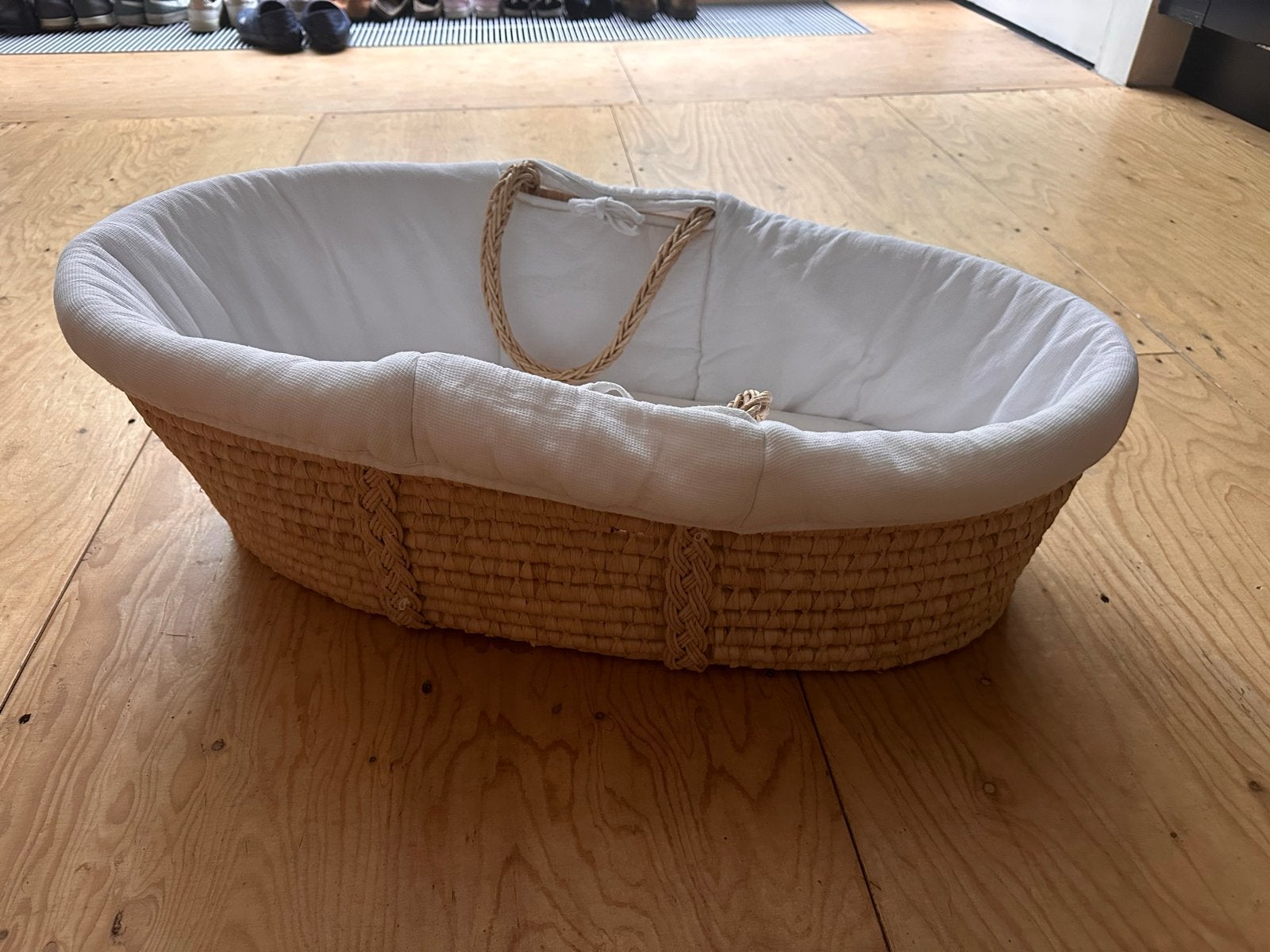 Vertbaudet baby mand / reiswieg - naturel met witte bekledin, Ophalen of Verzenden, Gebruikt, Wieg