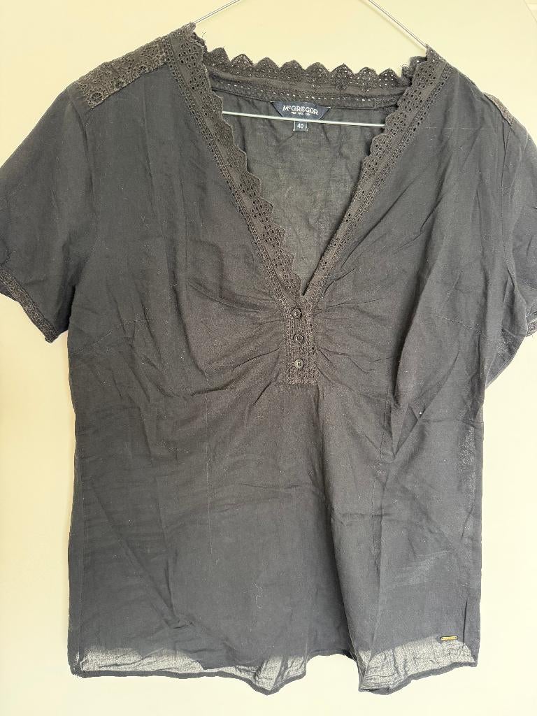 McGregor | blouse | griszwart | kant detail | maat 38-40, Maat 38/40 (M), McGregor, Zwart, Ophalen of Verzenden