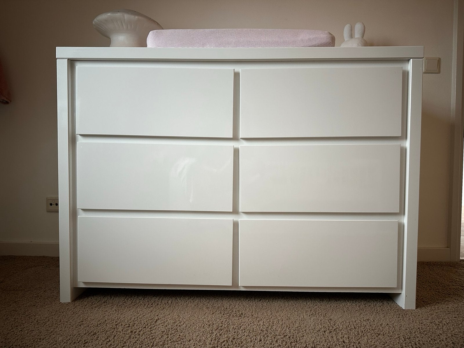 Bopita Babykamer Set - Bed en Commode Hoogglans Wit, Ophalen, 50 tot 70 cm, 100 cm of meer, Zo goed als nieuw