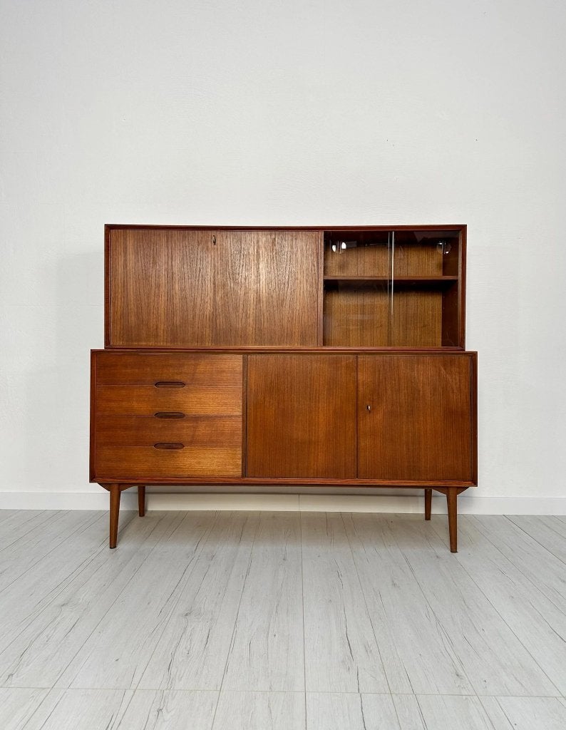 Rex Raab Wilhelm Renz teak dressoir highboard jaren 60, Huis en Inrichting, Ophalen of Verzenden, Zo goed als nieuw, 25 tot 50 cm