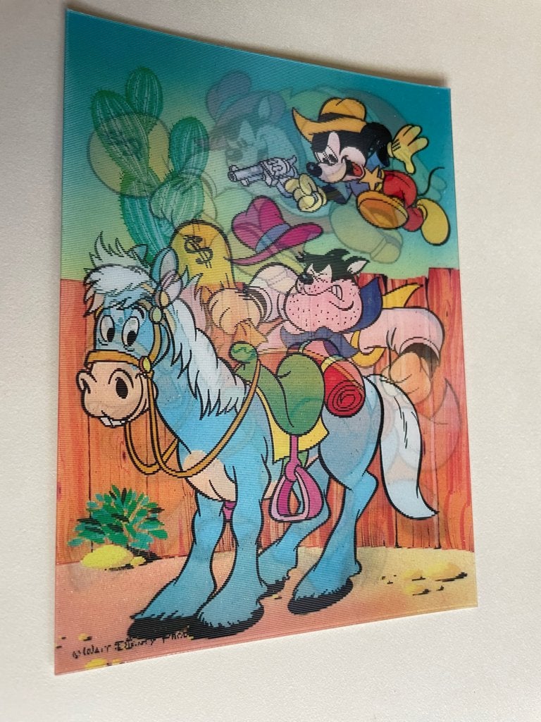 Disney 3D dieptekaart / ansichtkaart , Mickey en Big Pete., Verzenden, 1960 tot 1980, Sterren en Beroemdheden