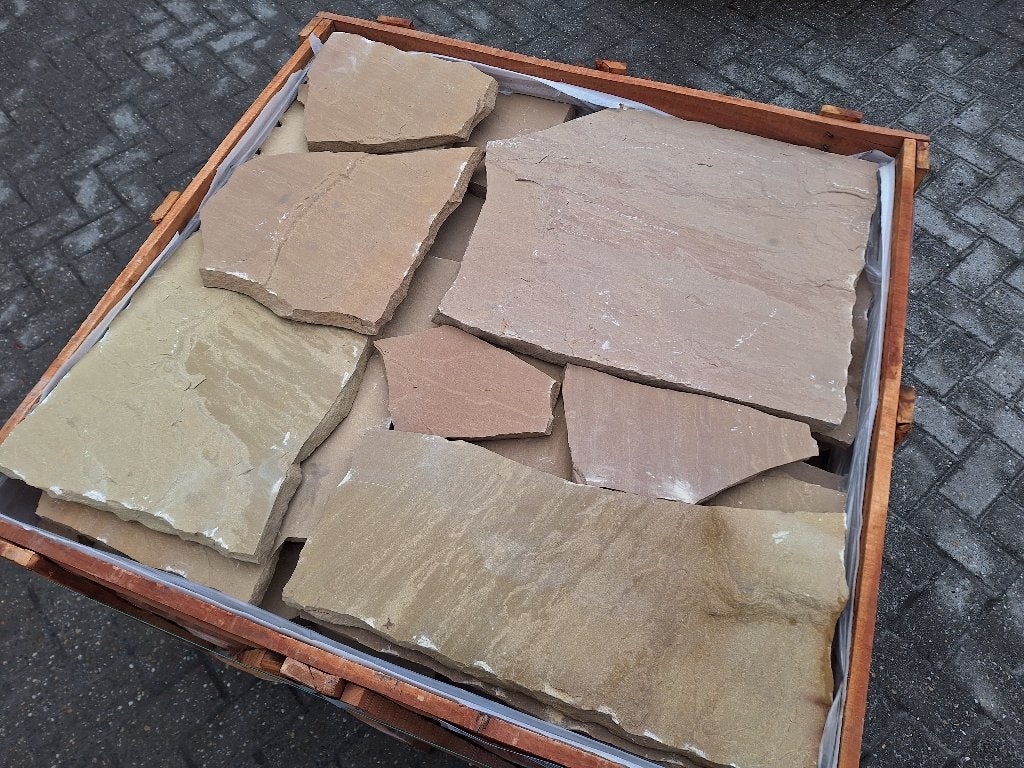 mediterraanse flagstones Lalitpur Yellow, Tuin en Terras, Tegels en Klinkers, Ophalen of Verzenden, Nieuw, Natuursteen, Terrastegels