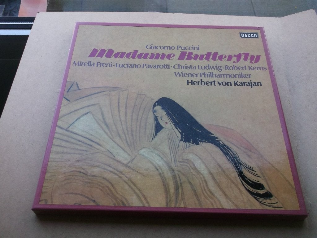 Puccini~ Madame Butterfly~Freni-Pavarotti~Ludwig~von Karajan, Opera of Operette, Ophalen of Verzenden, Zo goed als nieuw, 12 inch