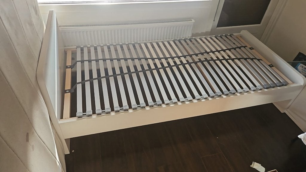 Bed, Ophalen, 90 cm, Eenpersoons, Wit