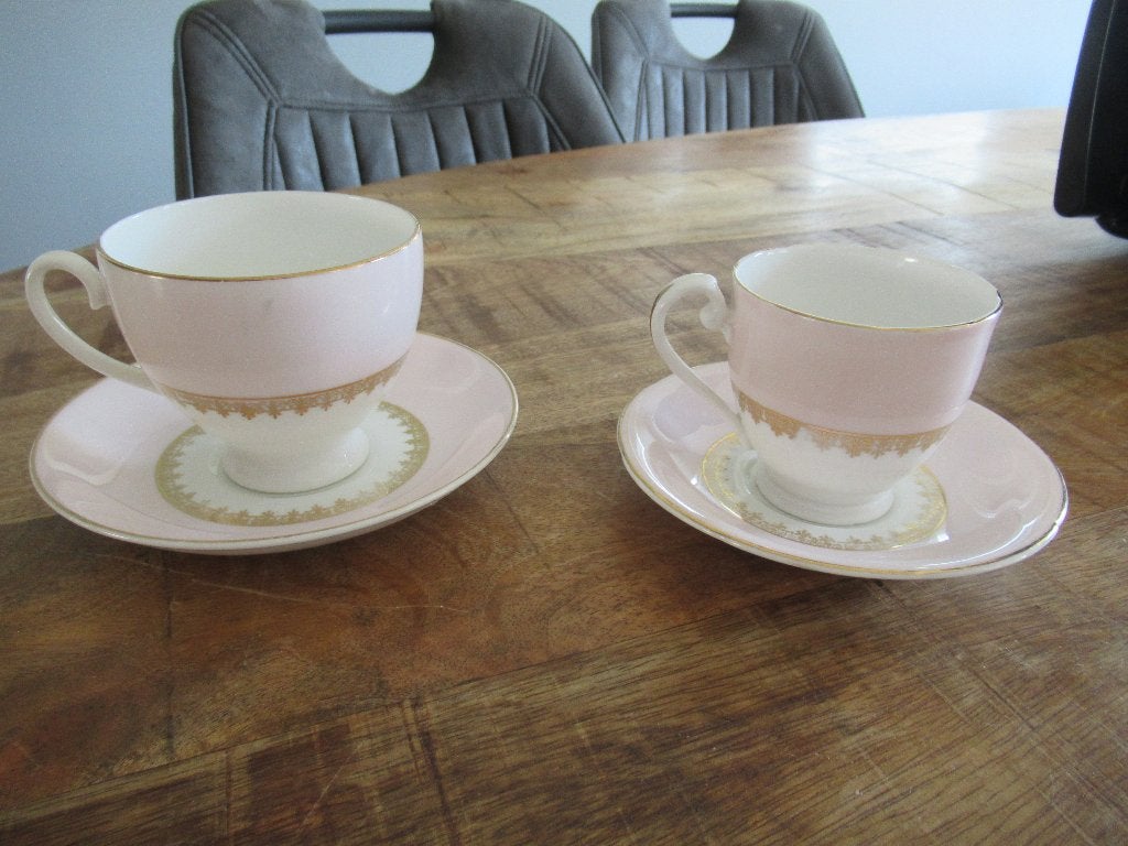 Set van 2 Royal Grafton theekopje koffiekopje gouden randje, Ophalen of Verzenden
