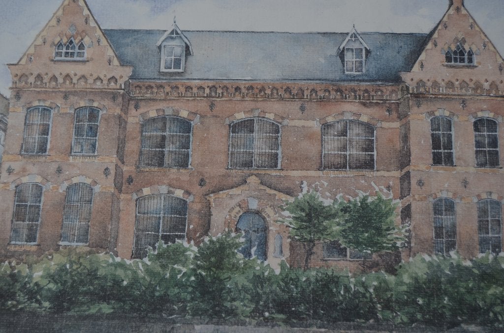 Aquarel Oude gevangenis Middelburg Fiona Hanley '82., Antiek en Kunst, Kunst | Schilderijen | Klassiek, Ophalen of Verzenden, Klassiek