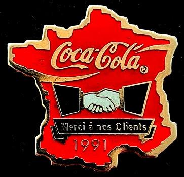 Coca- Cola Merci a nos Clients 1991- pin, Verzenden, Nieuw, Transport, Speldje of Pin