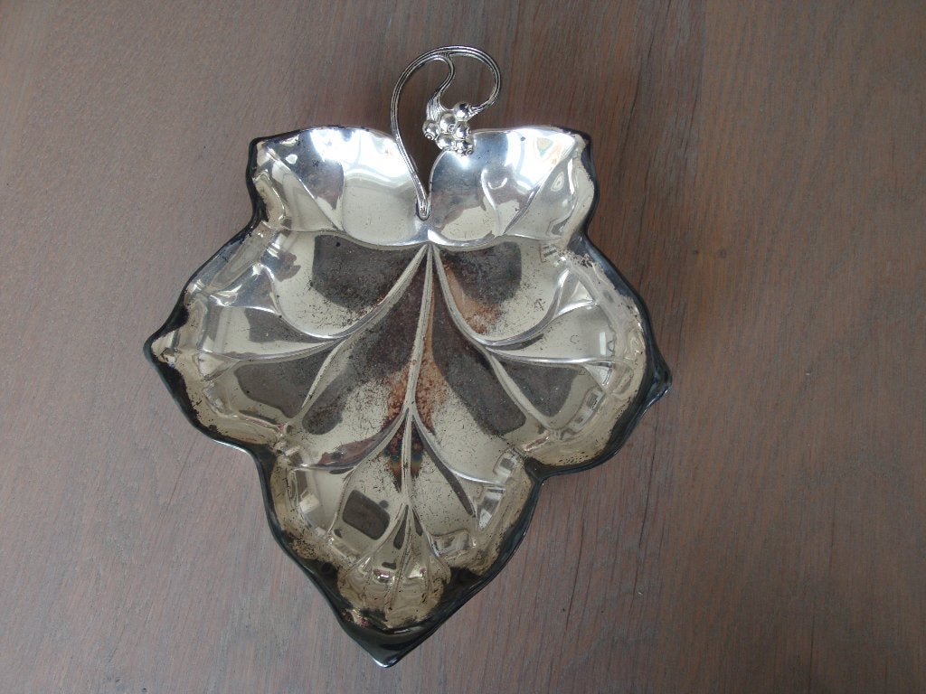 Bladvormige, verchroomde, Art Decor Jungend style schaal., Ophalen of Verzenden