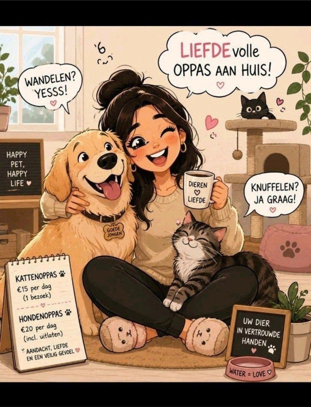 Dierenoppas  oppas dieren verzorging katten honden, Ophalen of Verzenden