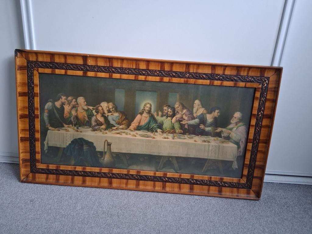 Het Laatste Avondmaal - Ingelijste Print, Antiek en Kunst, Kunst | Schilderijen | Klassiek, Ophalen of Verzenden